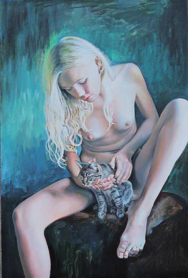 Print of Figurative Cats Paintings by Alexey Linkov