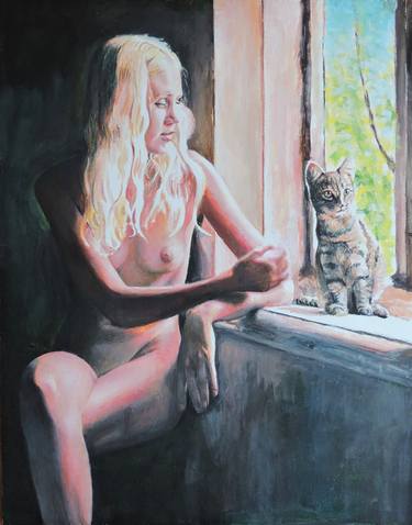 Print of Realism Cats Paintings by Alexey Linkov