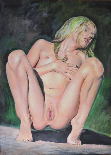 Original Photorealism Erotic Painting by Alexey Linkov
