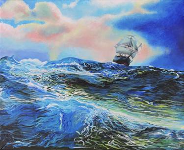 Original Expressionism Seascape Painting by Alexey Linkov