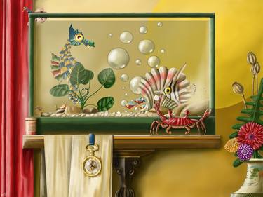 Print of Surrealism Fish Mixed Media by Martin Lycka
