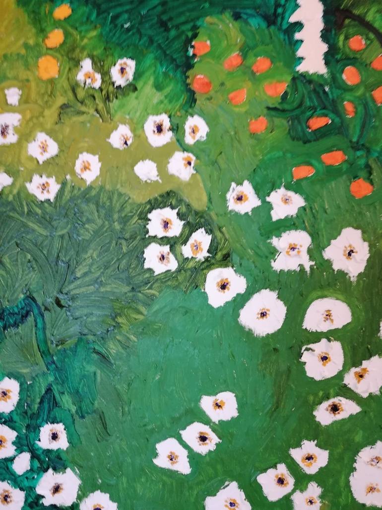 Original Floral Painting by Lizzie Tobin | Abstract Expressionism Art on Canvas | White flowers on green