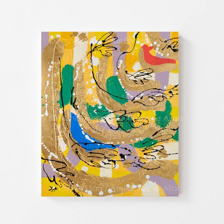 Original Abstract Animal Mixed Media by Yoshie Allan