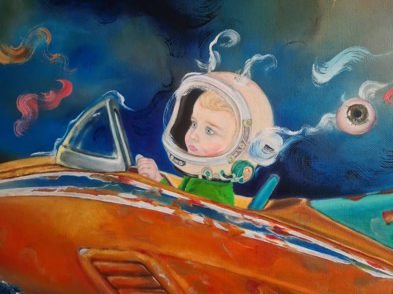 Original Surrealism Cartoon Painting by Lena Applebaum 