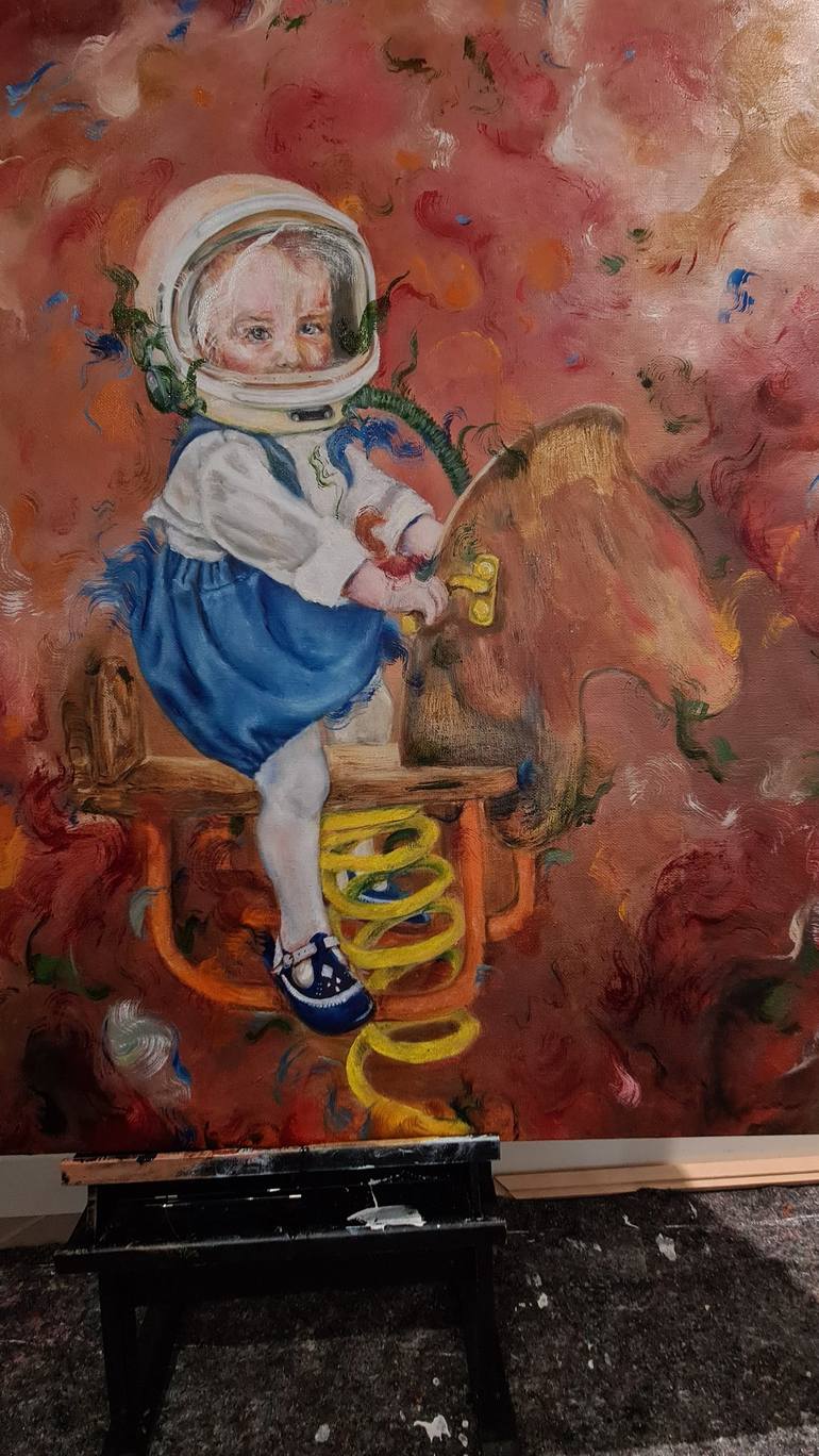 Original Impressionism Children Painting by Lena Applebaum 