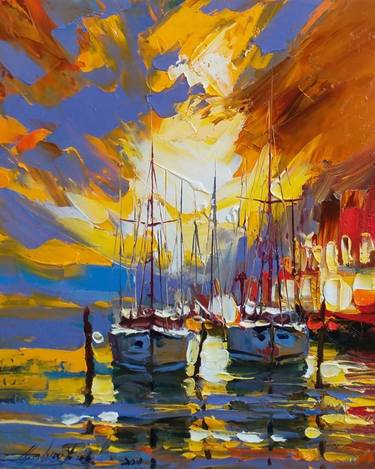 Original Sailboat Paintings by Olga Muzychenko