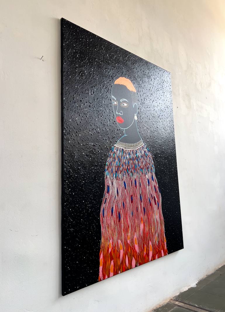 Original Art Deco Outer Space Painting by Yermine Richardson