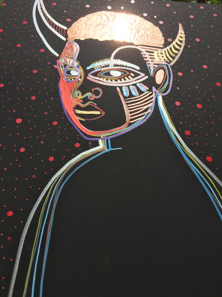 Original Modernism People Drawing by Yermine Richardson