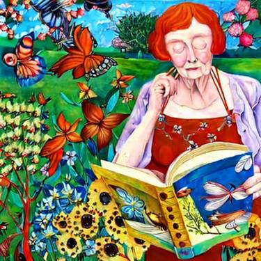 THE READING OF MARY IN THE FIELD OF BUTTERFLIES thumb