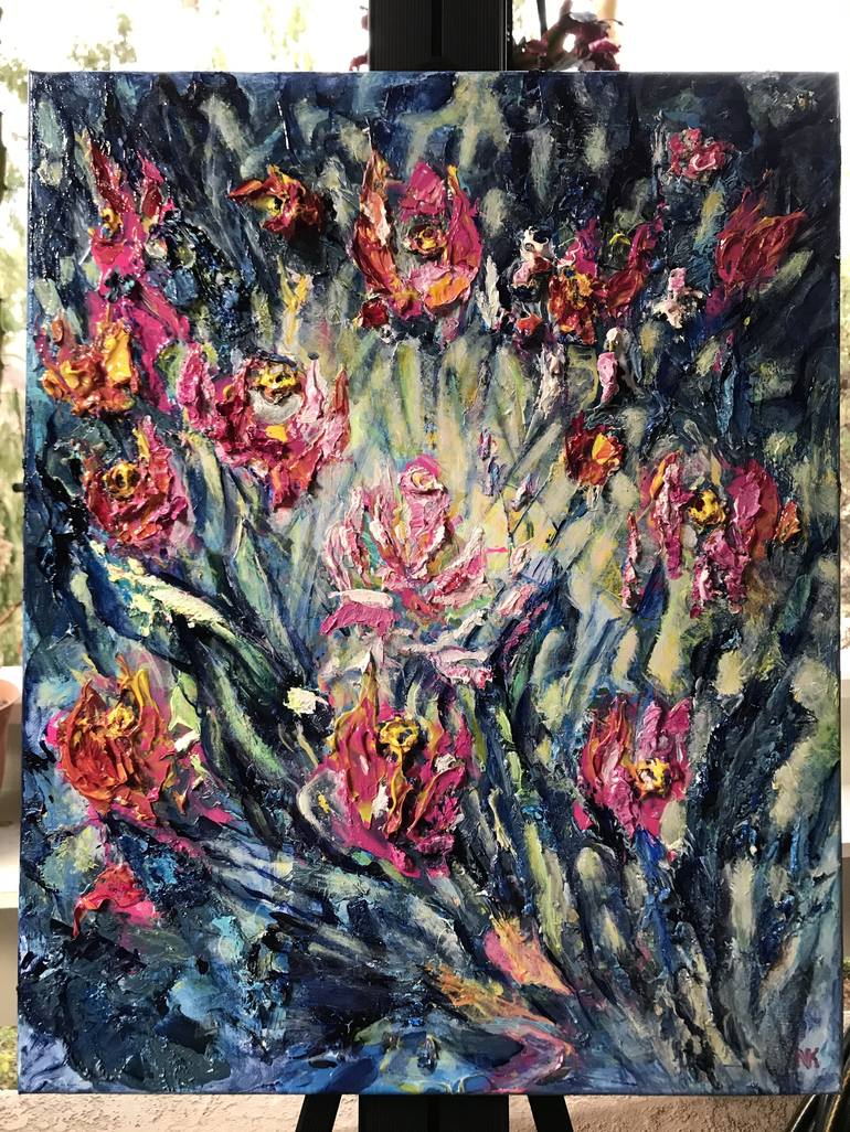 Original Abstract Floral Painting by Natalia Kutova
