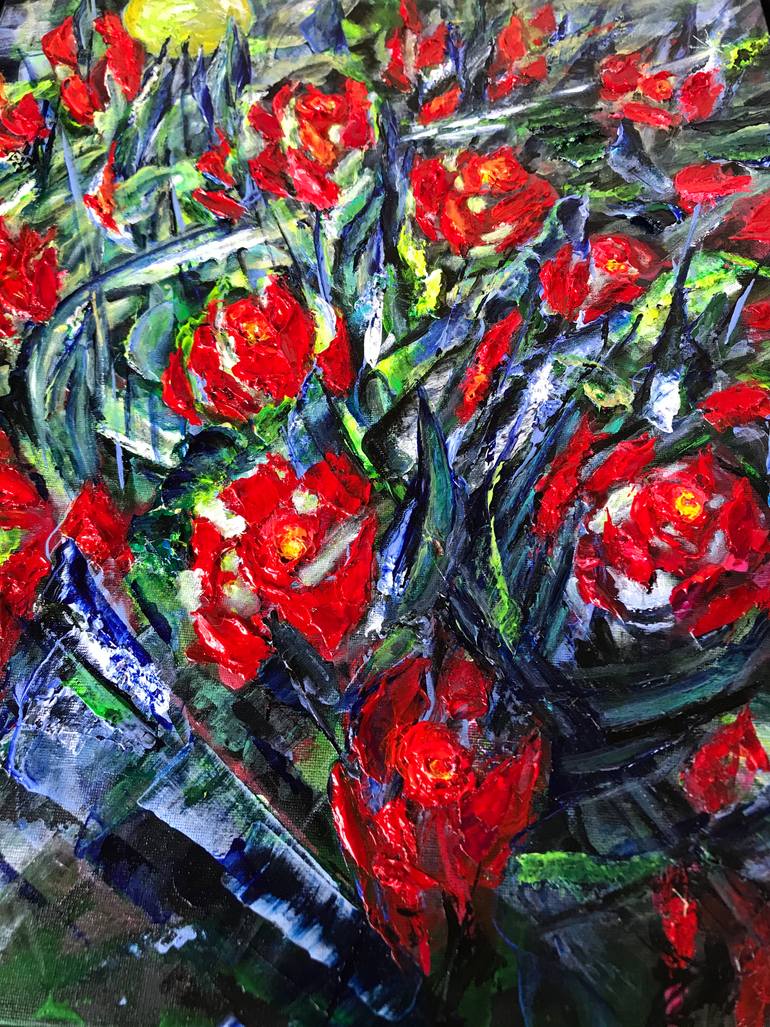 Original Abstract Floral Painting by Natalia Kutova