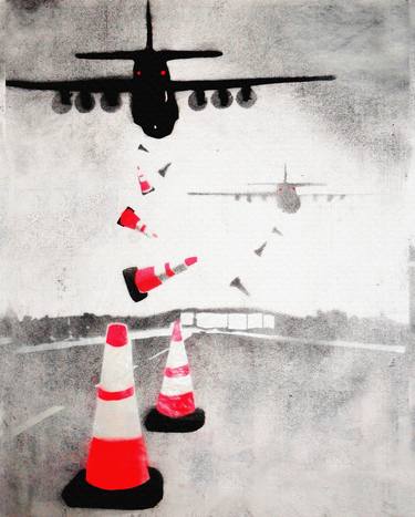 Original Street Art Aeroplane Paintings by Juan Sly
