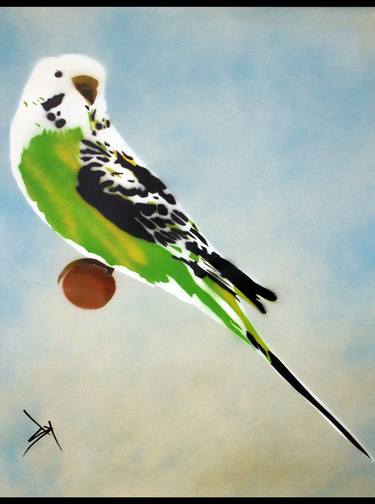Grandma's other budgie (on paper) + free poem. thumb