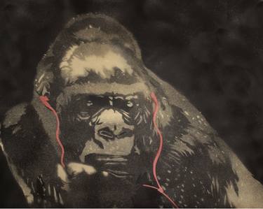 Gorilla in the groove (red) (on canvas). thumb