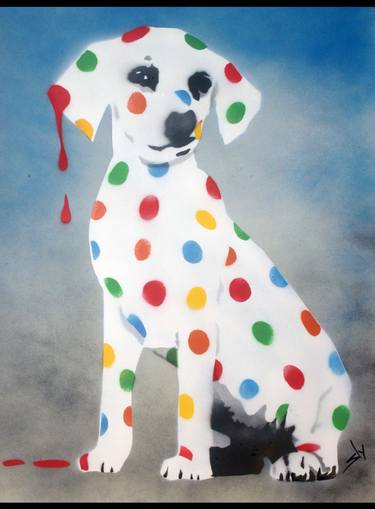 Damien's dotty, spotty, puppy dawg (blue on paper) + free poem thumb
