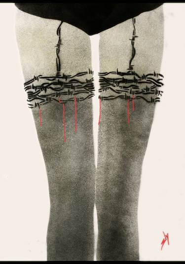 Barbed wire stockings (on paper). thumb