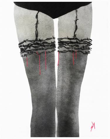 Barbed wire stockings (on canvas) thumb