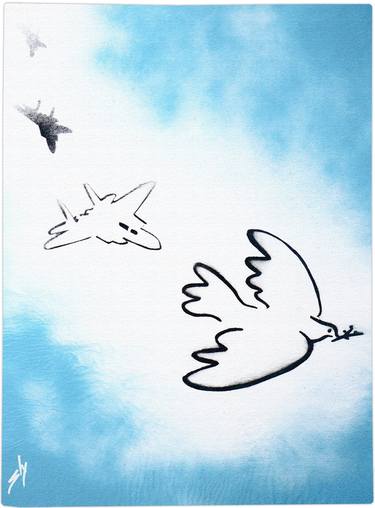 Dogfight dove (on gorgeous watercolour paper). thumb