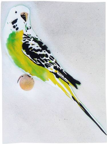 Grandma's Other Budgie (On Gorgeous Water Colour Paper) + Free Poem thumb