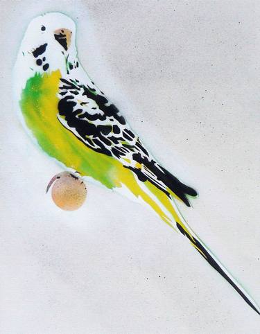 Grandma's other budgie + free poem (on canvas). thumb