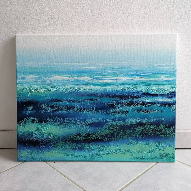 Original Abstract Beach Painting by Elena Mosurak