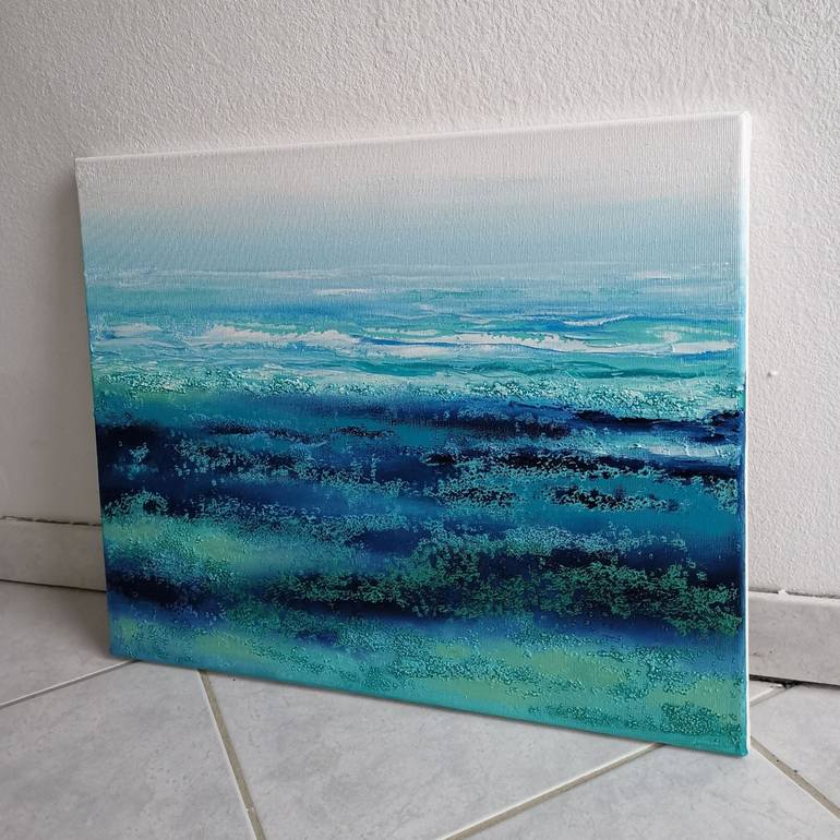 Original Abstract Beach Painting by Elena Mosurak