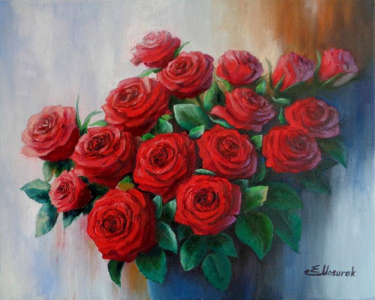 Red Roses Painting by Elena Mosurak | Saatchi Art