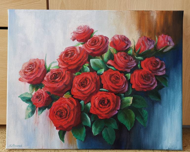 Red Roses Painting By Elena Mosurak 