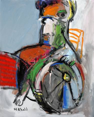 Man In A Wheelchair Painting By Mohamed Khalil Saatchi Art