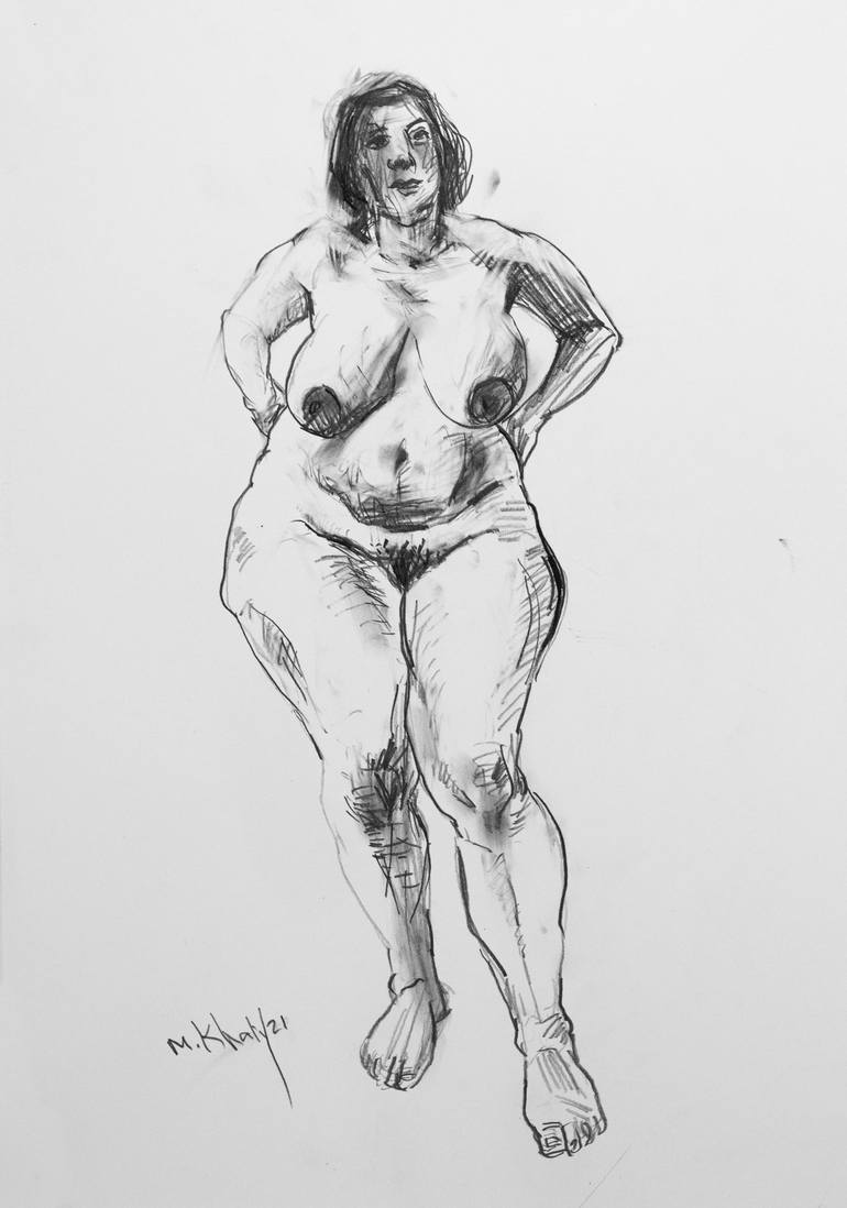 naked woman standing 4 Drawing by mohamed khalil | Saatchi Art