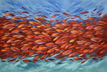 Original Abstract Expressionism Fish Paintings by Olga Nikitina