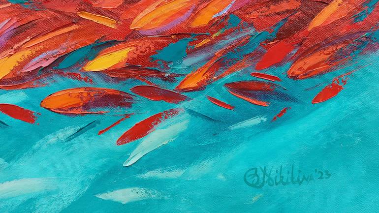 Original Abstract Expressionism Fish Painting by Olga Nikitina