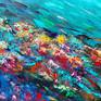 impasto painting coral reef close details