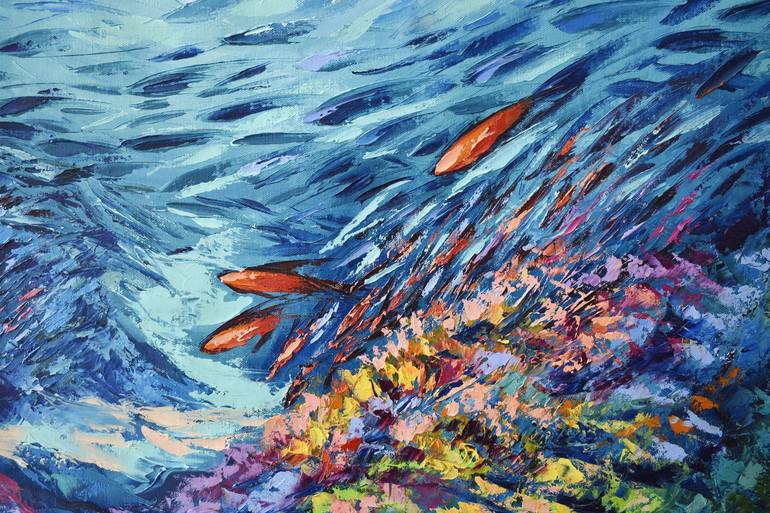 Original Abstract Fish Painting by Olga Nikitina