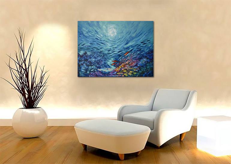 Original Abstract Fish Painting by Olga Nikitina