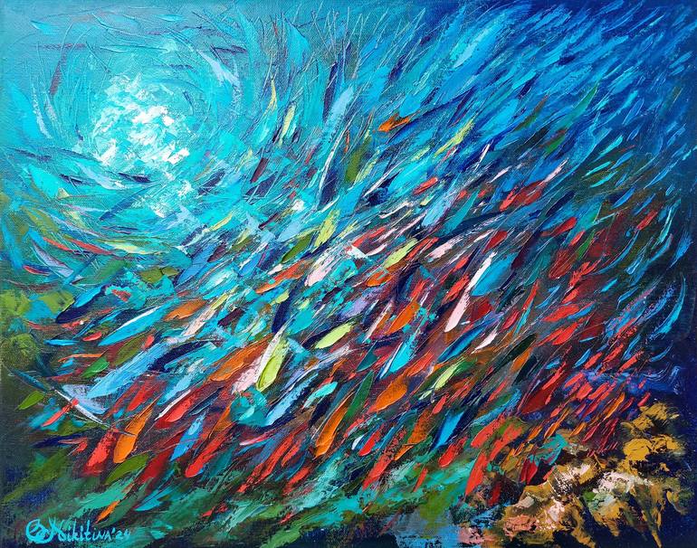 Print of Abstract Expressionism Seascape Paintings by Olga Nikitina