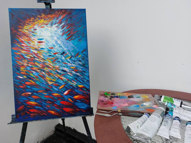 Original Abstract Expressionism Animal Painting by Olga Nikitina
