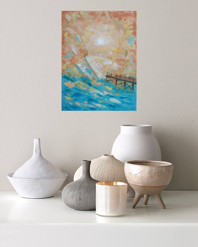 Original Abstract Seascape Painting by Olga Nikitina