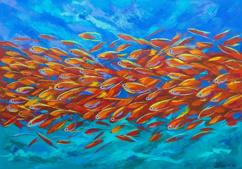 Red Fish Painting by Olga Nikitina | Saatchi Art