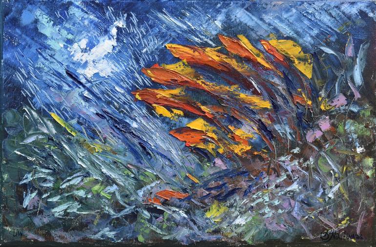 Print of Abstract Expressionism Fish Paintings by Olga Nikitina