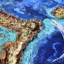 textured painting blue hole belize, caribbean art