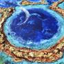 textured painting blue hole belize, caribbean art