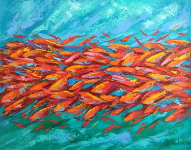 Print of Abstract Expressionism Fish Paintings by Olga Nikitina