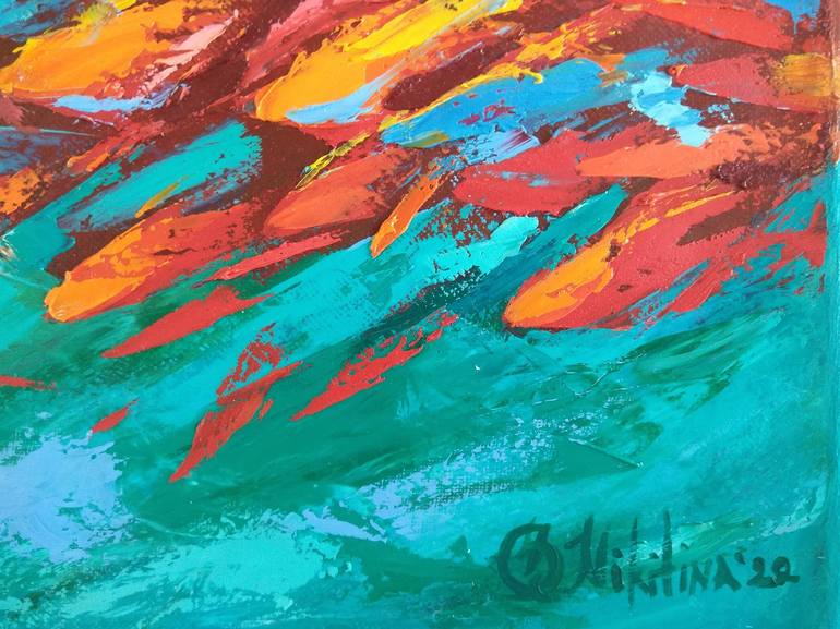 Original Abstract Expressionism Fish Painting by Olga Nikitina