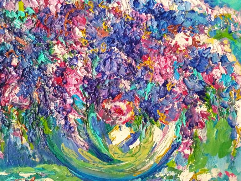 Original Abstract Floral Painting by Sulamita Art