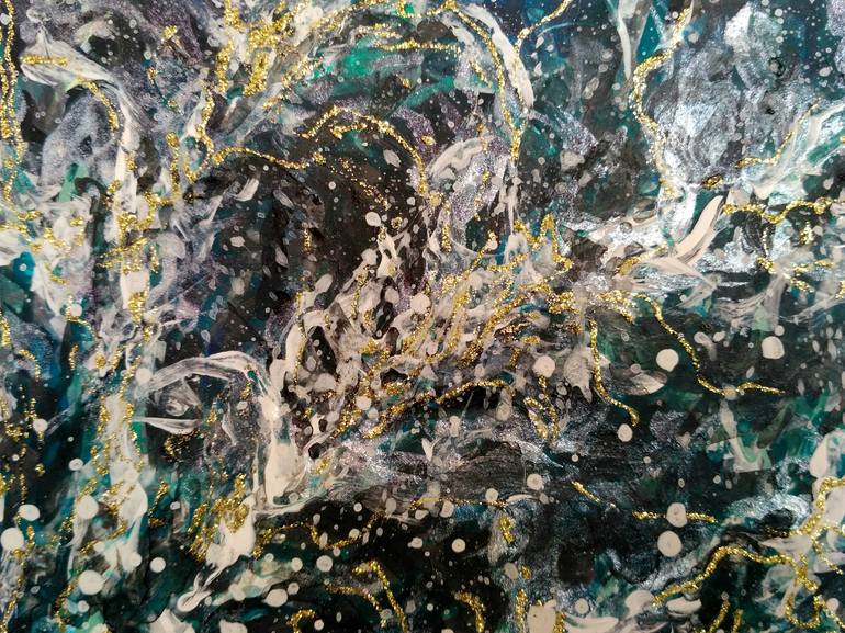 Original Abstract Expressionism Outer Space Painting by Sulamita Art