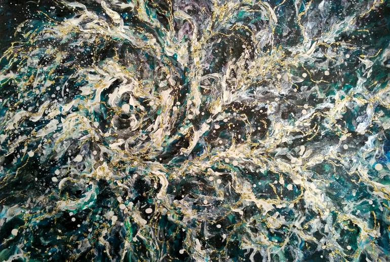 Original Abstract Expressionism Outer Space Painting by Sulamita Art