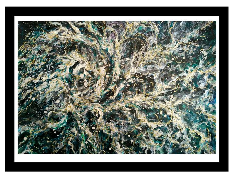 Original Abstract Expressionism Outer Space Painting by Sulamita Art