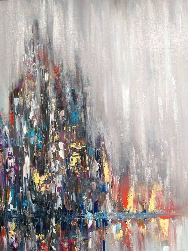 Original Abstract Expressionism Cities Painting by Sulamita Art