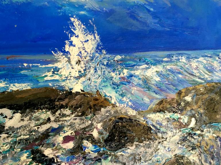 Original Expressionism Seascape Painting by Sulamita Art